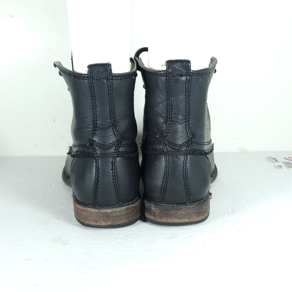Frye women’s Phillip US 7,5 B Black leather Lace-Up Ankle Combat Boots booties - Picture 8 of 16